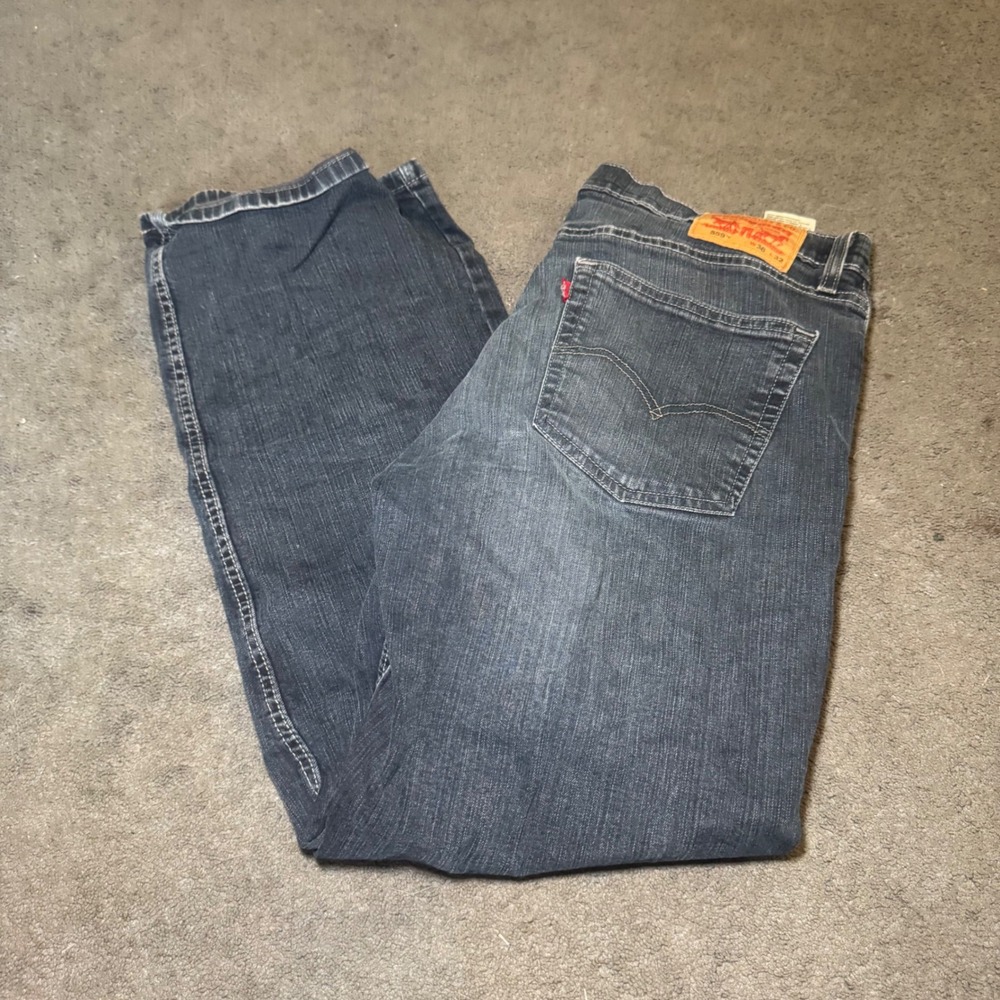 Levis 559 Relaxed Straight Jeans Mens 36x32 Dark Wash Blue Denim Distressed